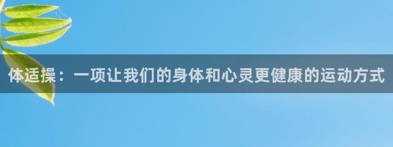 k1体育网址是多少：体适操：一项让我们的身体和心灵更健康的运动方式