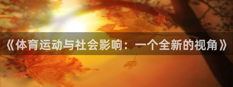 k1体育娱乐：《体育运动与社会影响：一个全新的视角》